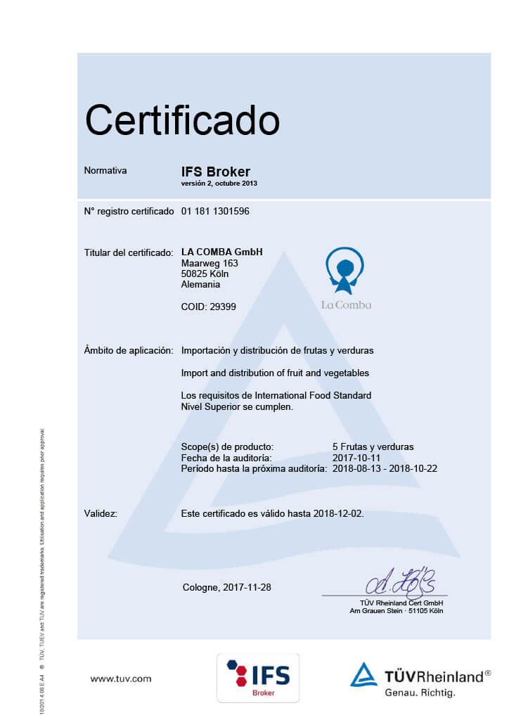 IFS Certificado La Comba